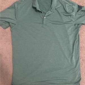 Men's Green Striped Polo Shirt
